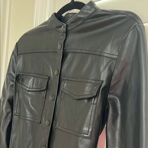 Black Faux Leather Shirt Dress / Jacket